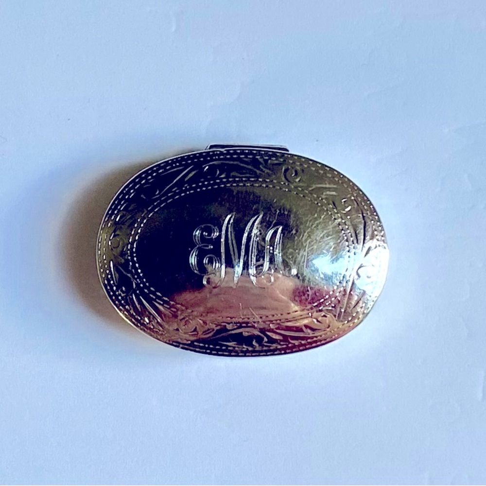 Vintage Engraved Solid Sterling Silver Pill/Jewelry/Trinket Box